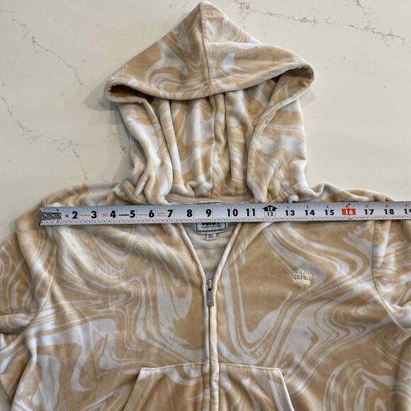 Juicy Couture Cream and White Zip‎ Up Crop Hoodie Sweatshirt size XL - Picture 8 of 8